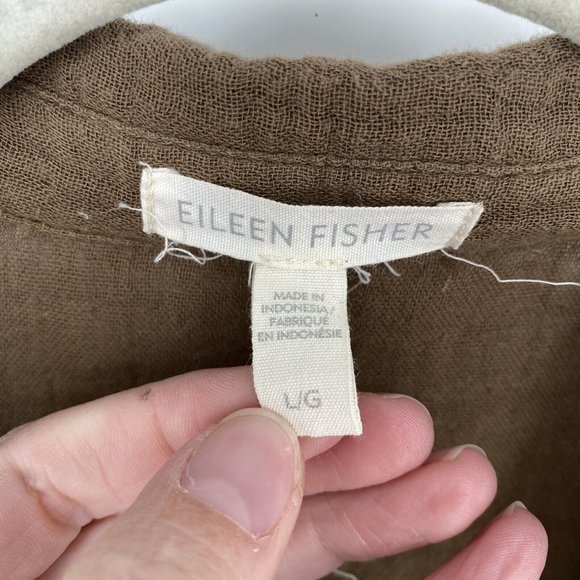 Eileen Fisher Brown Gauze 2-layered Blouse. Not see-through. Soft/comfortable. - Picture 2 of 5